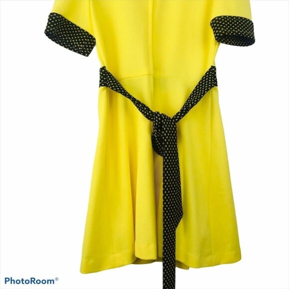 Marnie By London Yellow Polka dot Short Sleeve vintage Western Boho Flare Dress - Picture 5 of 16